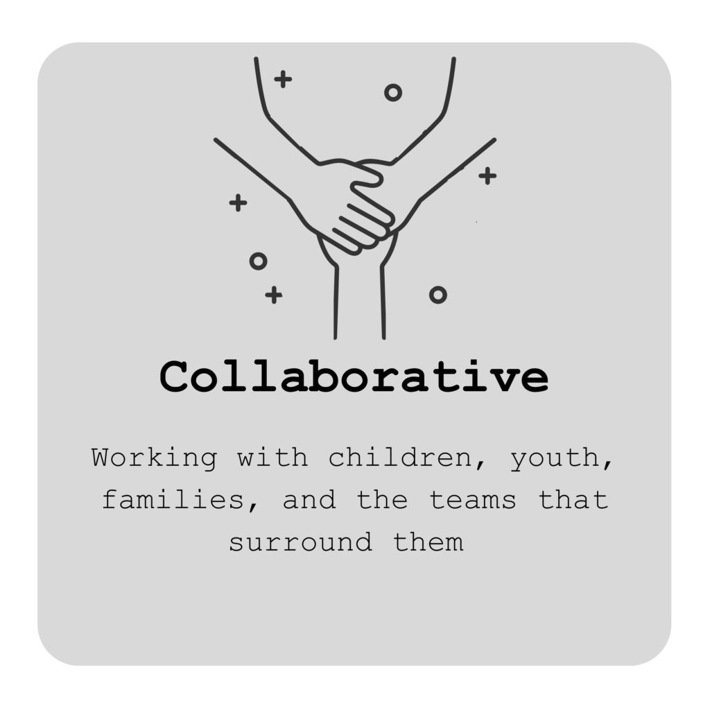 Occupational therapy services with Nicola are collaborative
Hand graphic
Working with children, youth, families, and the teams that surround them 
